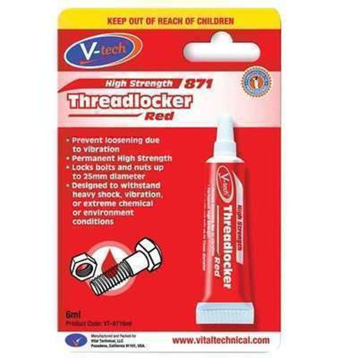 V-Tech Treadlocker Permanent Strength Red 6ml