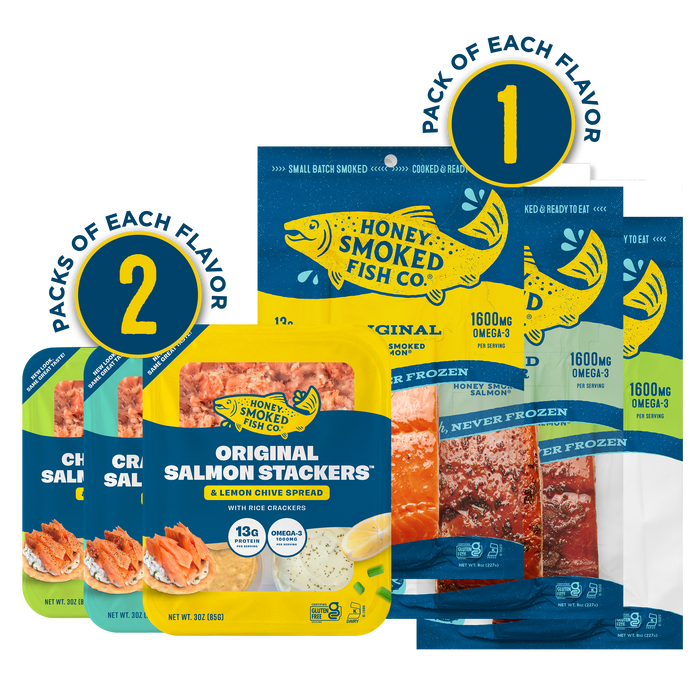 Variety Honey Smoked Salmon & Stackers - Combo Pack