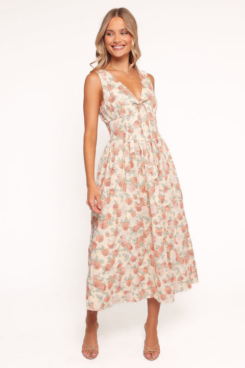 Petal and Pup USA DRESSES Velda Midi Dress - Pink Floral