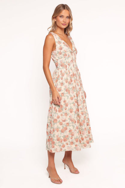 Petal and Pup USA DRESSES Velda Midi Dress - Pink Floral
