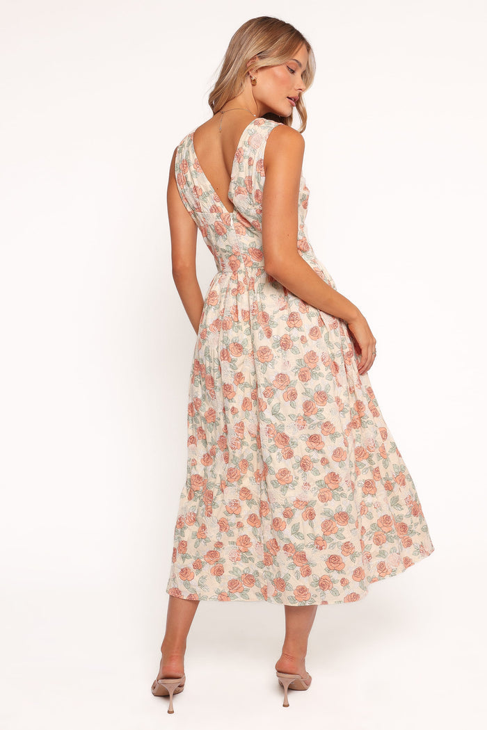 Petal and Pup USA DRESSES Velda Midi Dress - Pink Floral