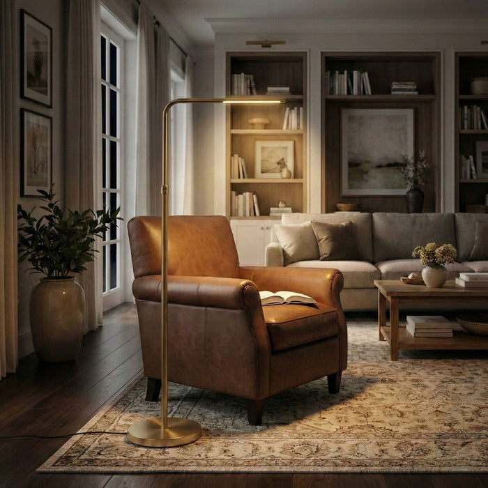 Verve Gold Floor Lamp With On / Off Switch Adjustable LED Round Base [Online Only]
