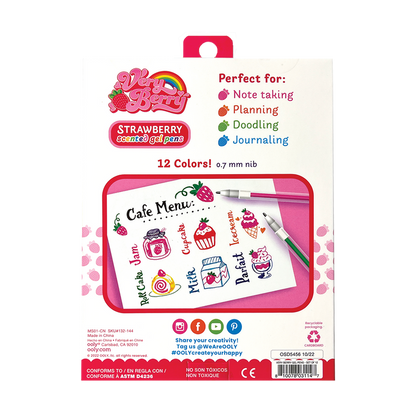 OOLY Very Berry Strawberry Scented Gel Pens back of packaging view