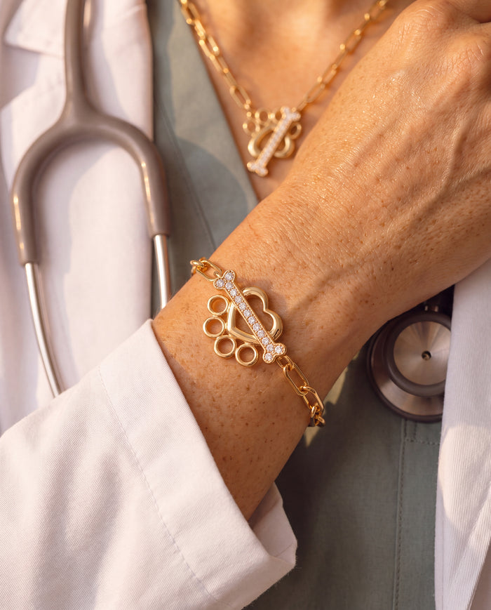 Vet Tech Pave Paw Toggle Bracelet