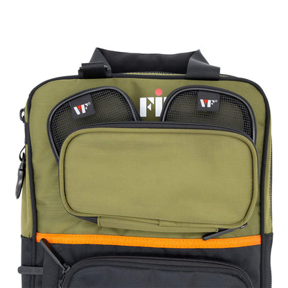 Small Vic Firth Professional Accessory Pouches in the front pocket of the Vic Firth Professional Tech Backpack