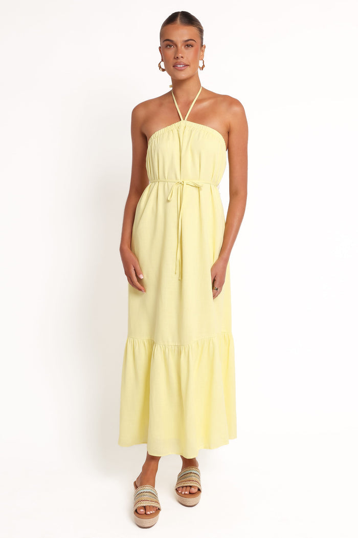Petal and Pup USA DRESSES View Halterneck Maxi Dress - Lemon
