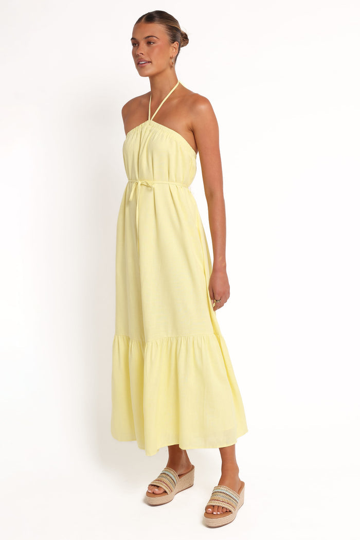 Petal and Pup USA DRESSES View Halterneck Maxi Dress - Lemon