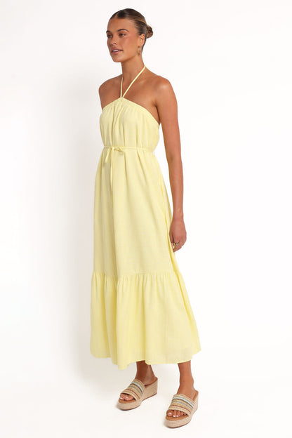 Petal and Pup USA DRESSES View Halterneck Maxi Dress - Lemon