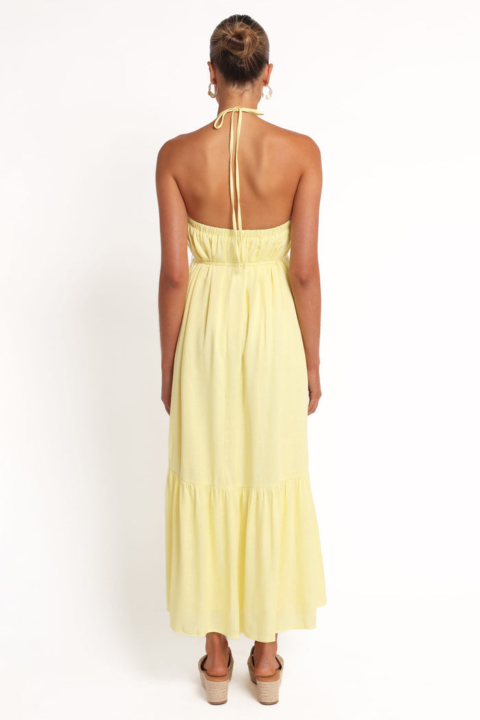 Petal and Pup USA DRESSES View Halterneck Maxi Dress - Lemon