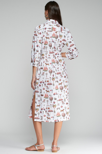 Vilagallo 33663 White Shirt Dress with Icon Print by Vilagallo, shop the Vilagallo collection at Dotique online.