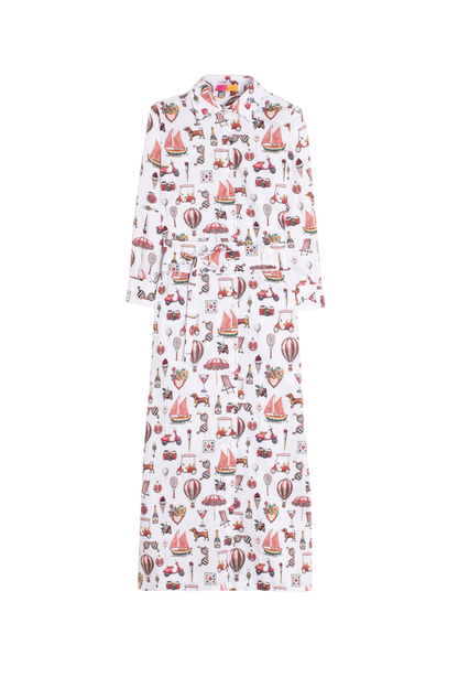 Vilagallo 33663 White Shirt Dress with Icon Print by Vilagallo, shop the Vilagallo collection at Dotique online.