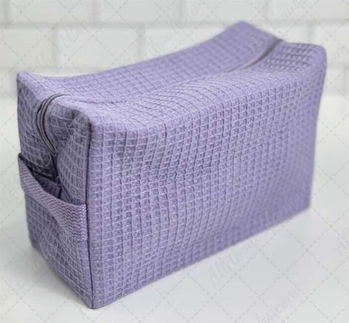 Waffle Weave Cosmetic Bag -Lilac