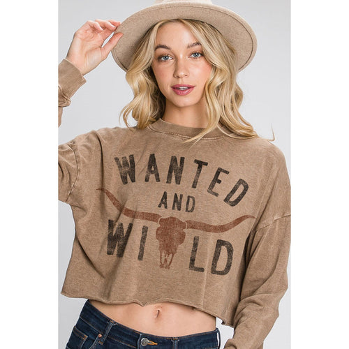 Wanted and Wild Mineral Cropped Sweatshirt