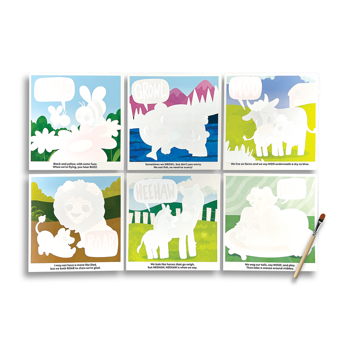 OOLY Water Amaze Water Reveal Boards - Baby Animals revealing color