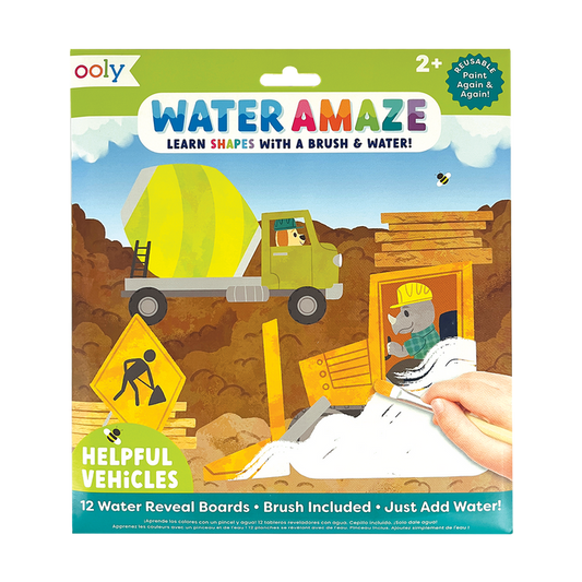 OOLY Water Amaze Water Reveal Boards - Helpful Vehicles front cover view