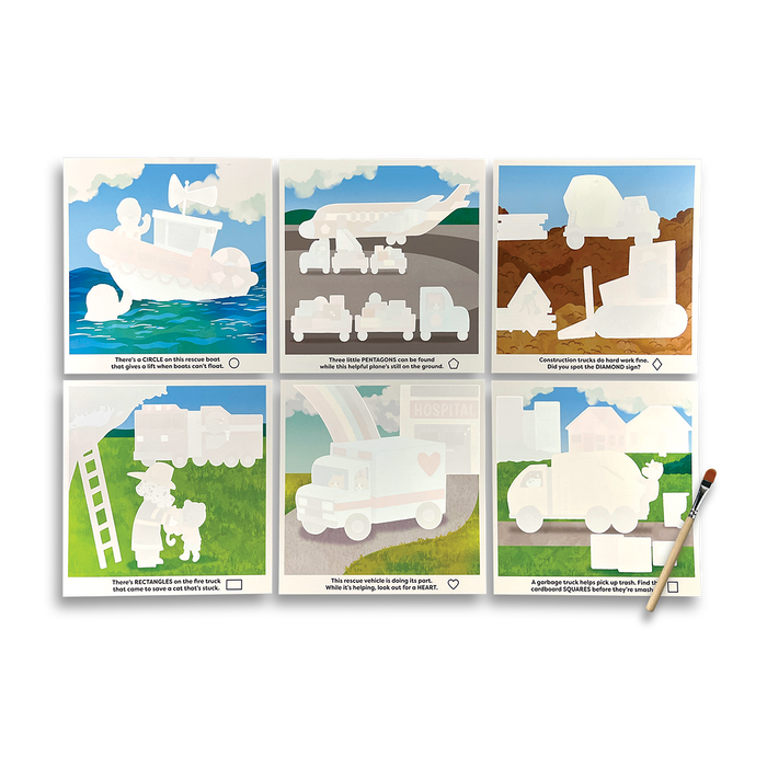 OOLY Water Amaze Water Reveal Boards - Helpful Vehicles view of each board