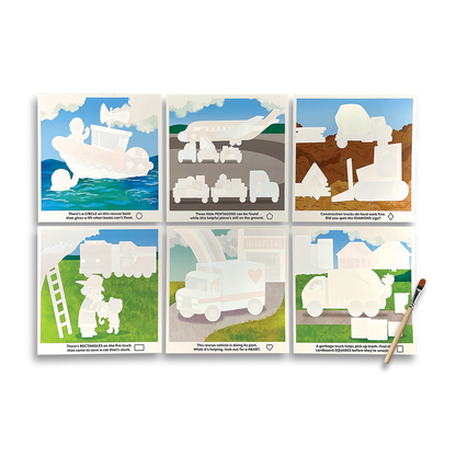 OOLY Water Amaze Water Reveal Boards - Helpful Vehicles view of each board