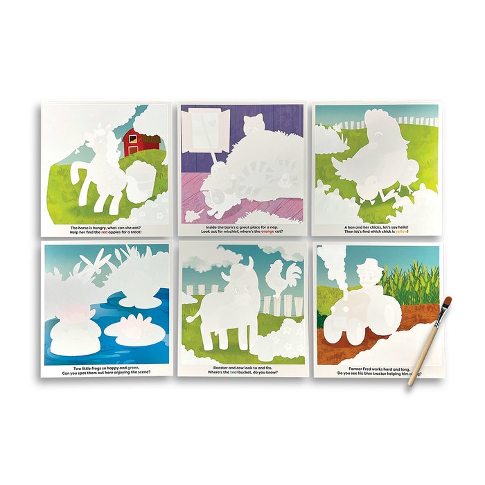 OOLY Water Amaze Water Reveal Boards - On The Farm color reveal of each board