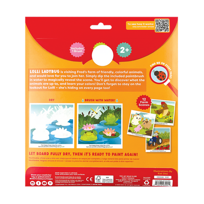 OOLY Water Amaze Water Reveal Boards - On The Farm back over of packaging