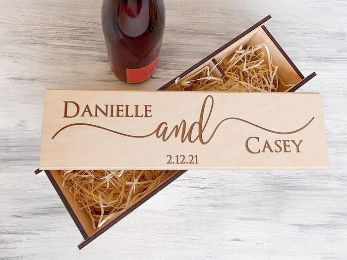 Wedding or Anniversary Rectangular Wood Custom Personalized Gift Box