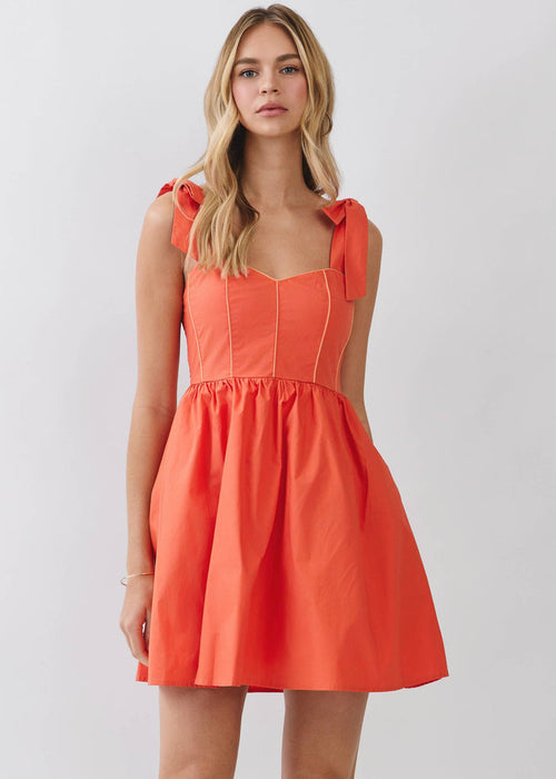 auburn gameday tailgate dress tcec Weekend Favorite Tie Shoulder Fit and Flare Mini Dress - Orange