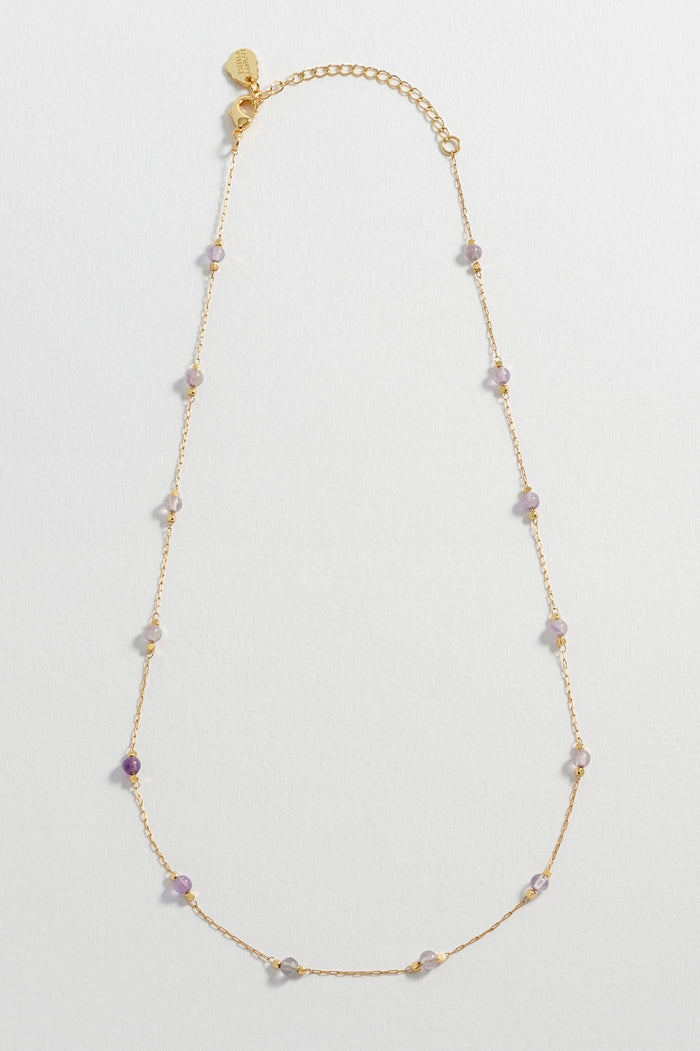 Wellness Amethyst Gemstone Bead Necklace