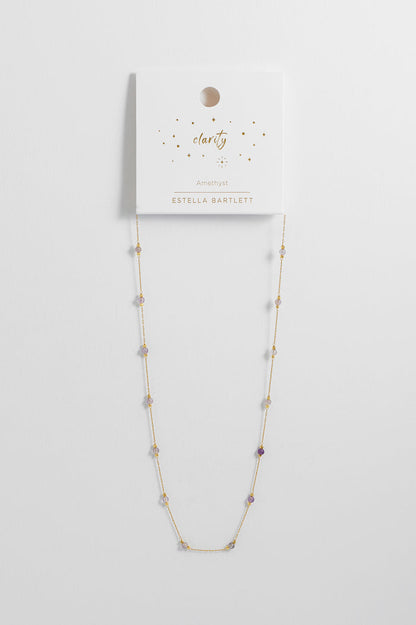 Wellness Amethyst Gemstone Bead Necklace