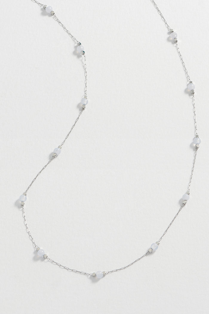 Wellness Blue Lace Agate Gemstone Bead Necklace