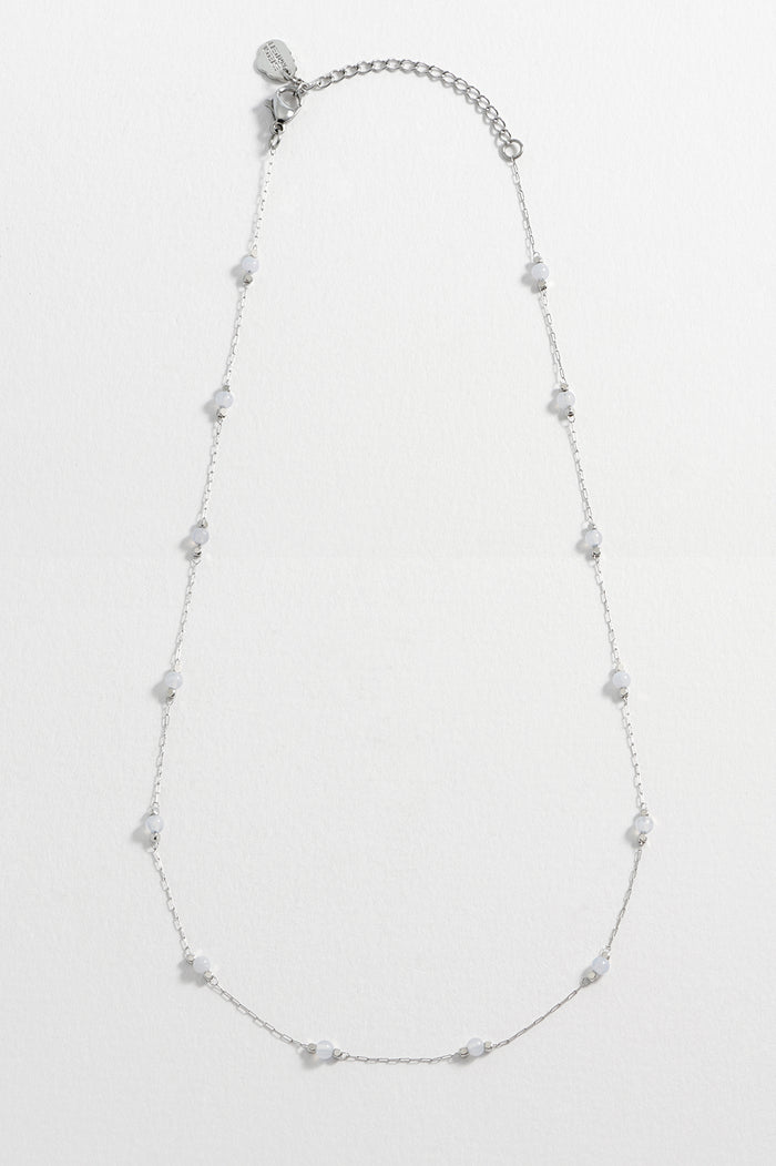 Wellness Blue Lace Agate Gemstone Bead Necklace