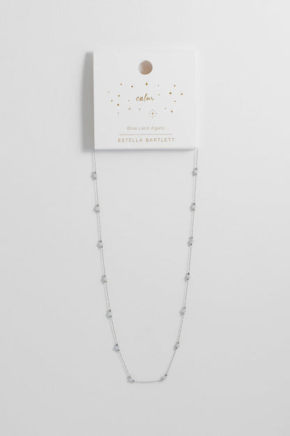 Wellness Blue Lace Agate Gemstone Bead Necklace