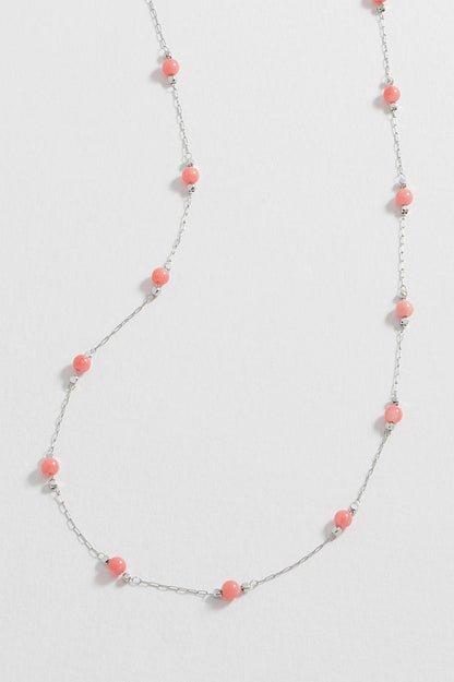 Wellness Coral Agate Gemstone Bead Necklace