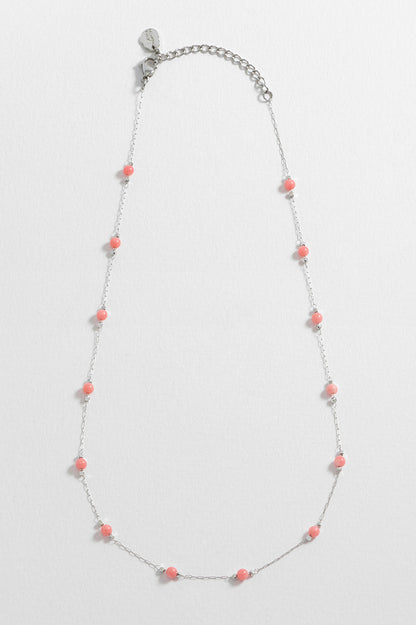 Wellness Coral Agate Gemstone Bead Necklace