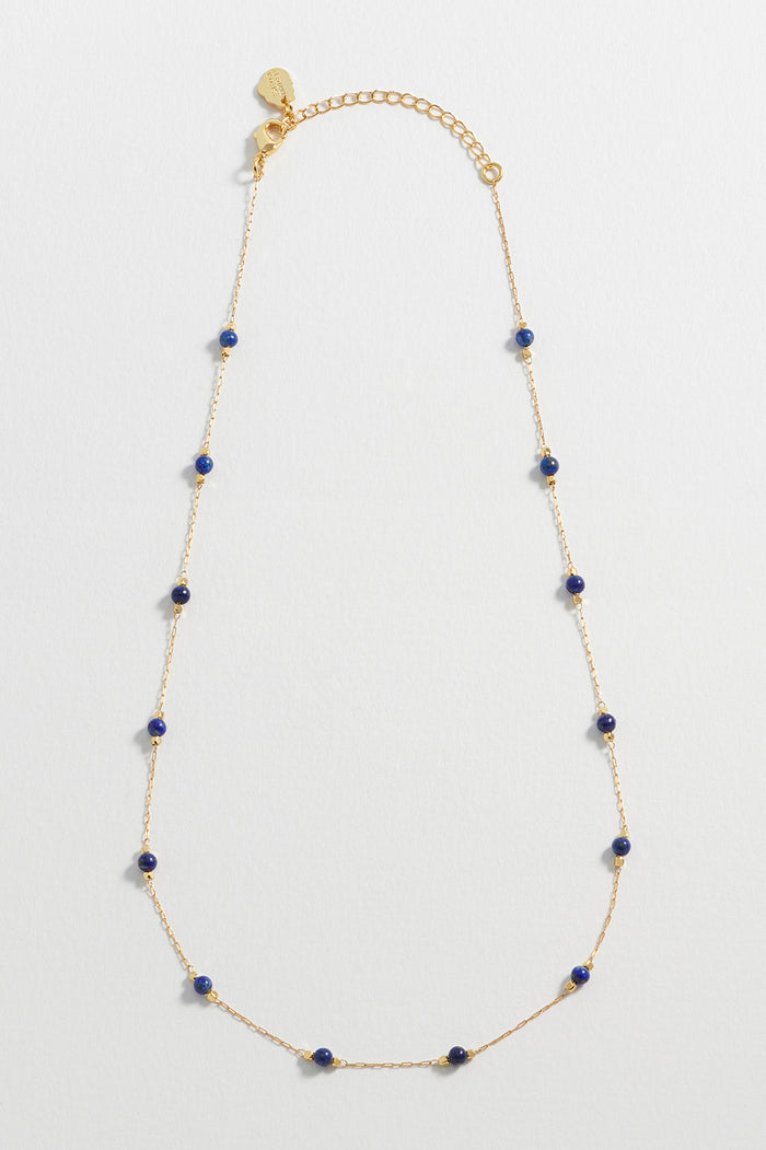 Wellness Lapis Lazuli Gemstone Bead Necklace