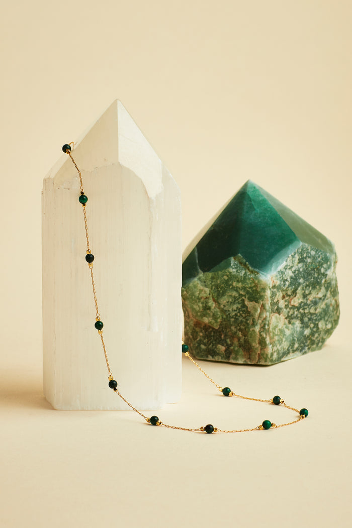 Wellness Malachite Gemstone Bead Necklace