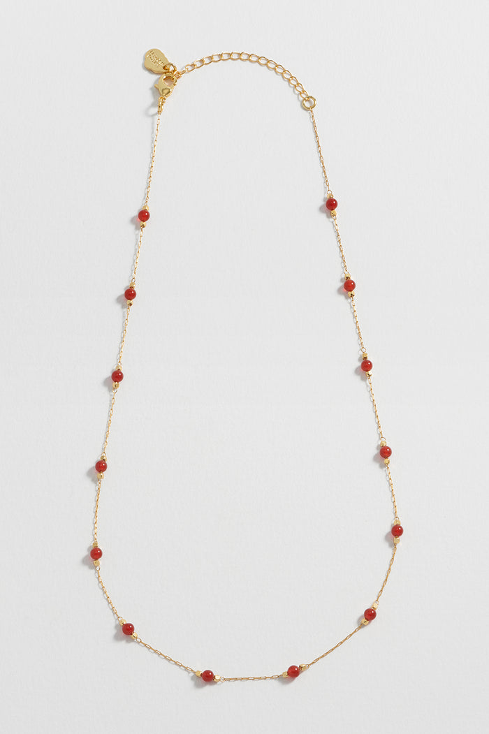 Wellness Red Agate Gemstone Bead Necklace