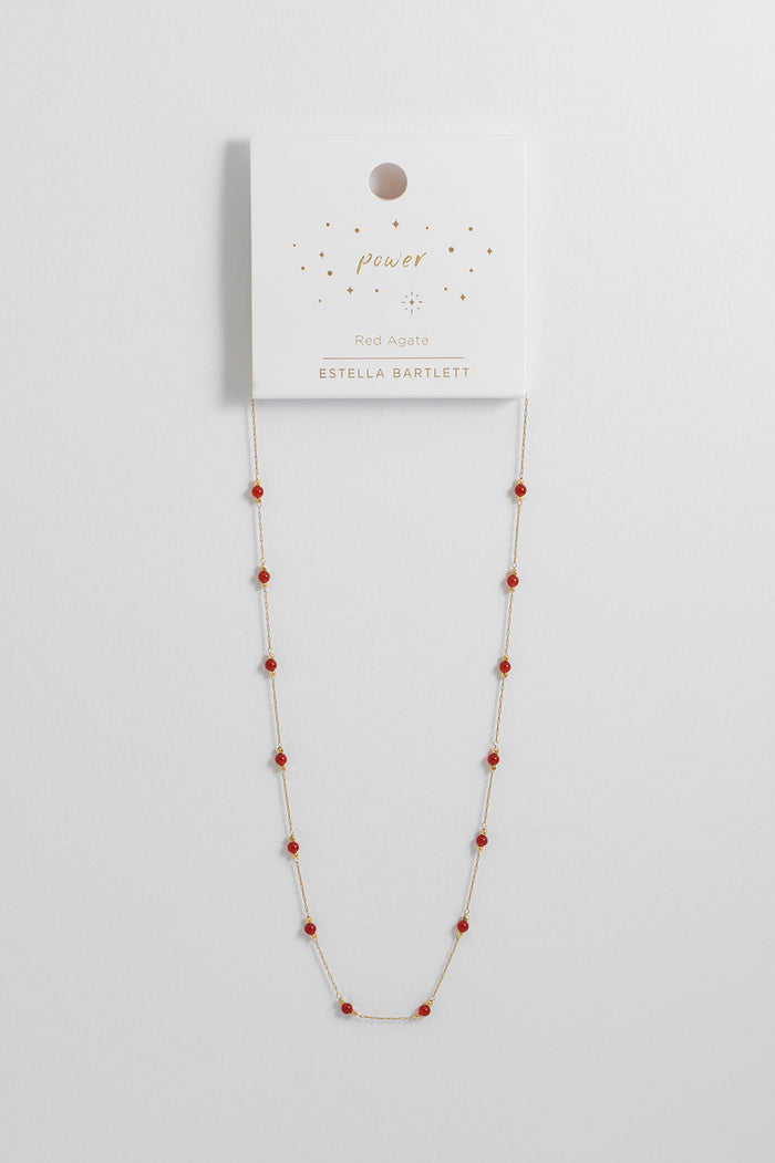 Wellness Red Agate Gemstone Bead Necklace