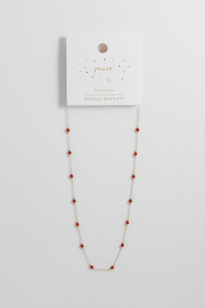 Wellness Red Agate Gemstone Bead Necklace