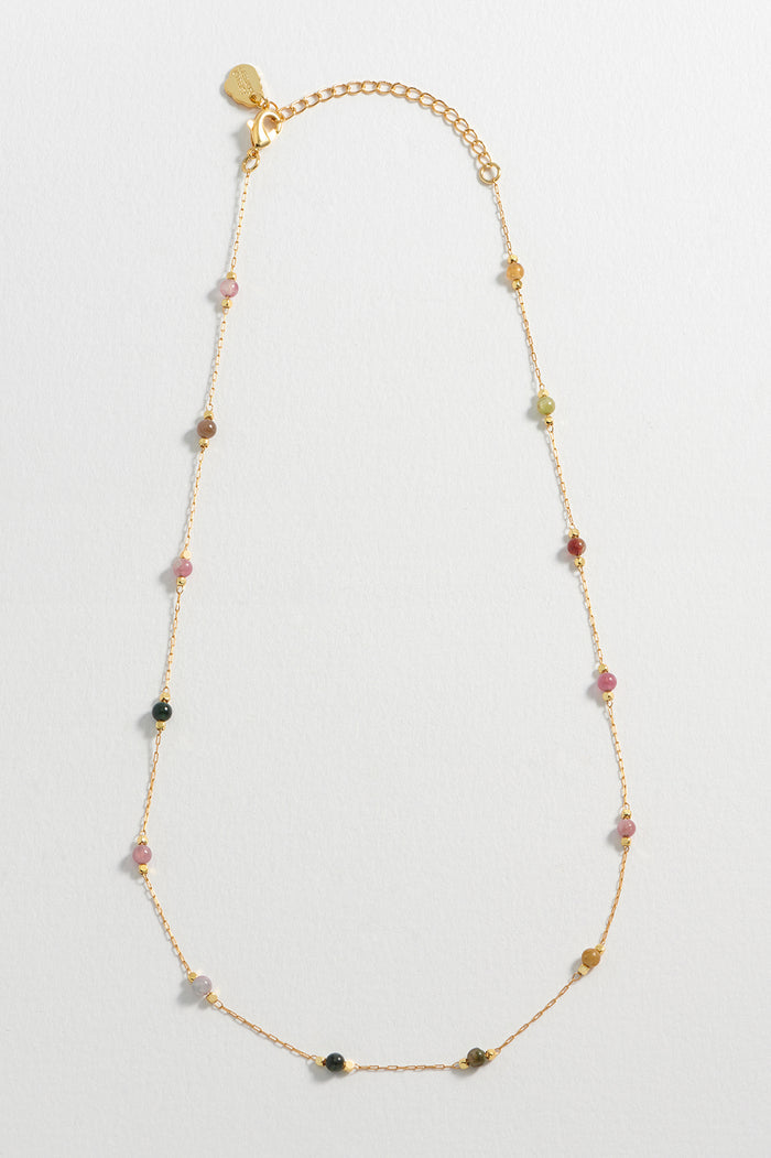 Wellness Tourmaline Gemstone Bead Necklace