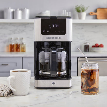 West Bend 12 Cup Hot & Iced Coffee Maker, in Stainless Steel- Lifestyle