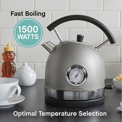 WEST BEND KTWBRTGR13 1.7L Retro Style Stainless Steel Electric Kettle