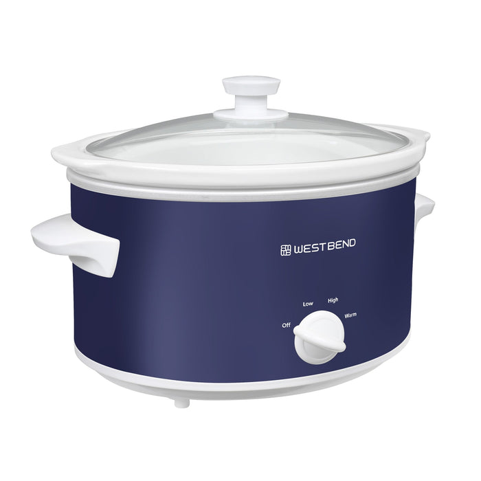 West Bend Slow Cooker, 4 Qt. Capacity, in Navy & White - West Bend