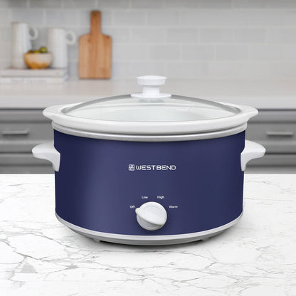 West Bend Slow Cooker, 4 Qt. Capacity, in Navy & White - West Bend