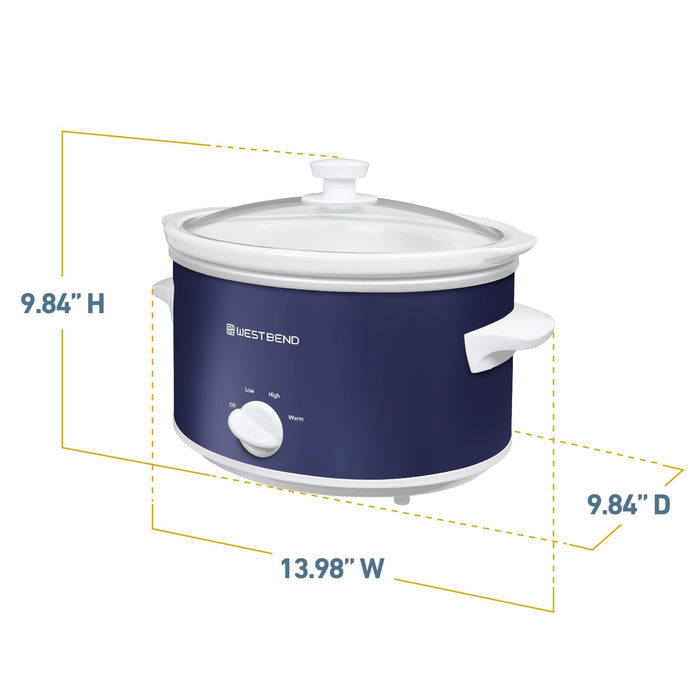 West Bend Slow Cooker, 4 Qt. Capacity, in Navy & White - West Bend
