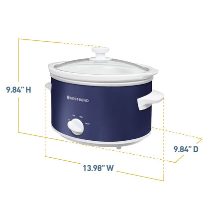 West Bend Slow Cooker, 4 Qt. Capacity, in Navy & White - West Bend