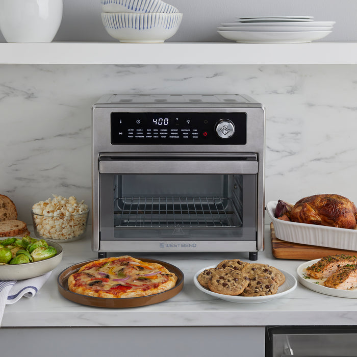 West Bend XL Air Fryer Oven with 24 Presets​, 26 Quart, in Stainless Steel- Lifestyle