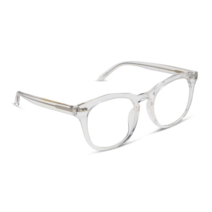 Diff eyewear weston clear crystal glasses angled view