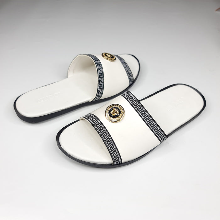 White Buckle Slippers - Maha fashions -  Men Slippers
