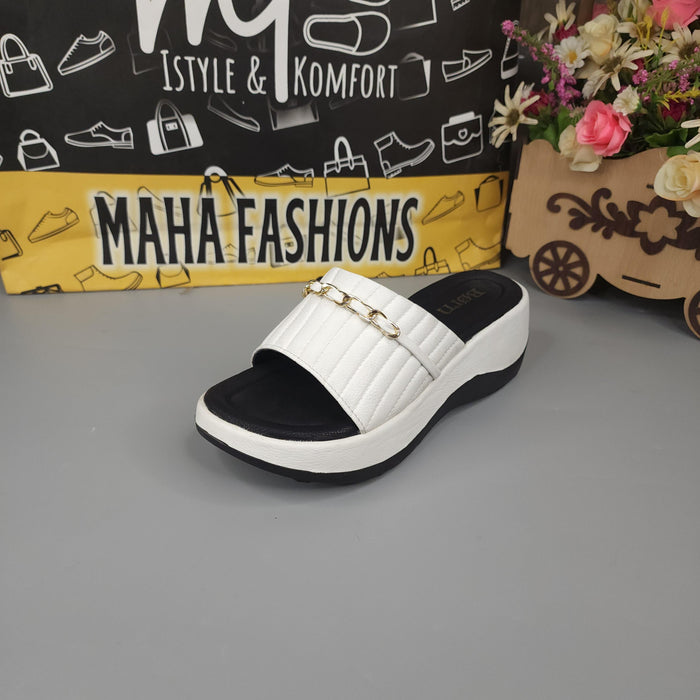 White Chunks Slipper With Chain - Maha fashions -  Women Footwear