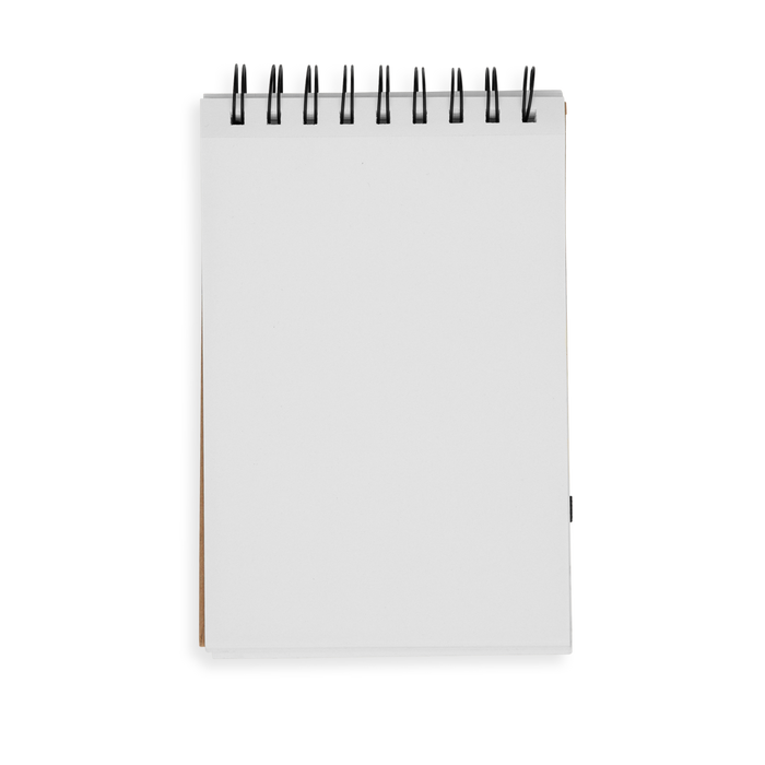 Small White DIY Cover Sketchbook flipped open to blank page