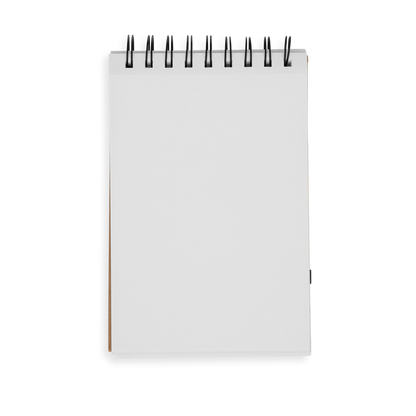 Small White DIY Cover Sketchbook flipped open to blank page